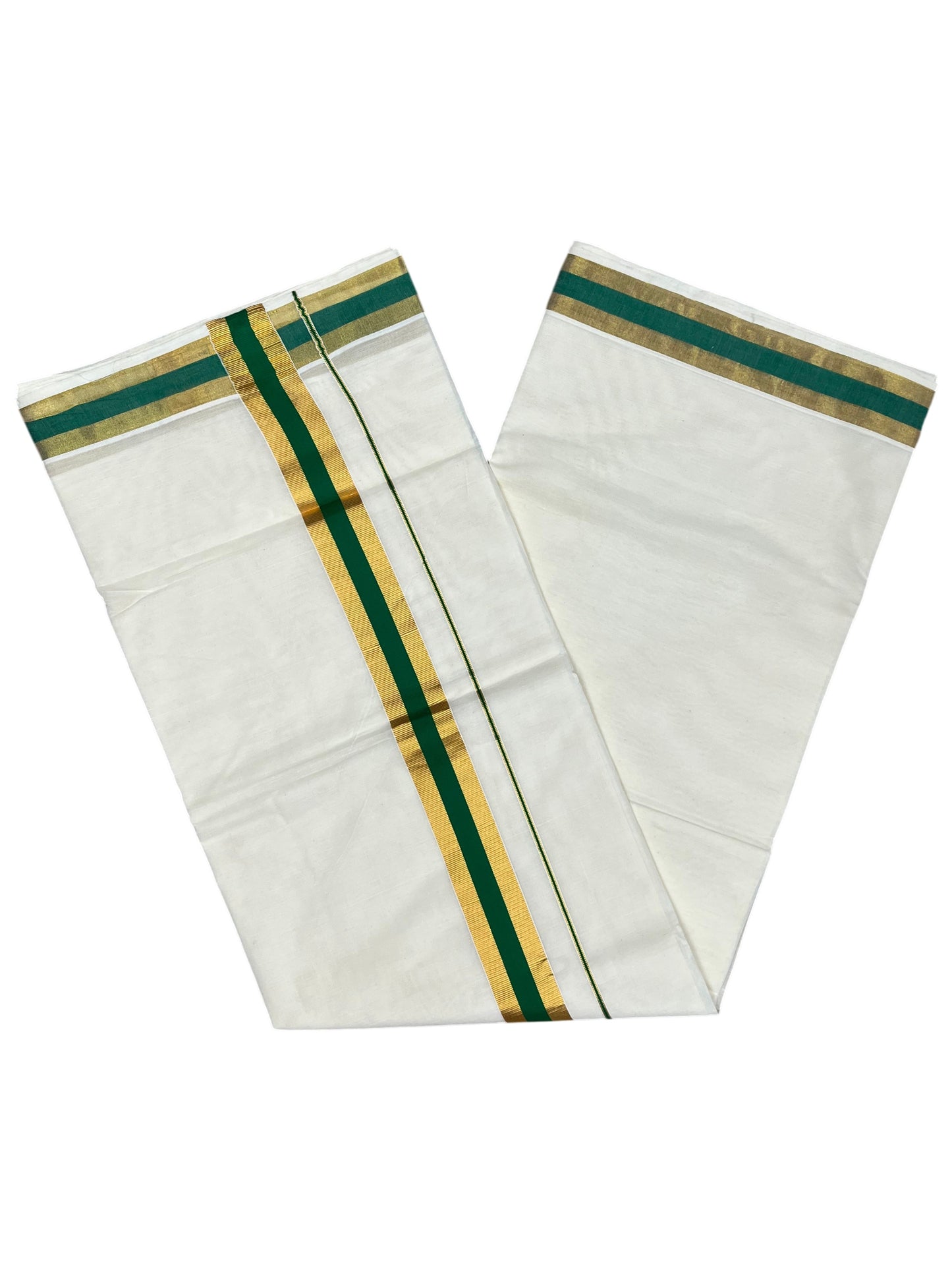 Southloom Kerala Cotton Kasavu Saree with Olive Green Border