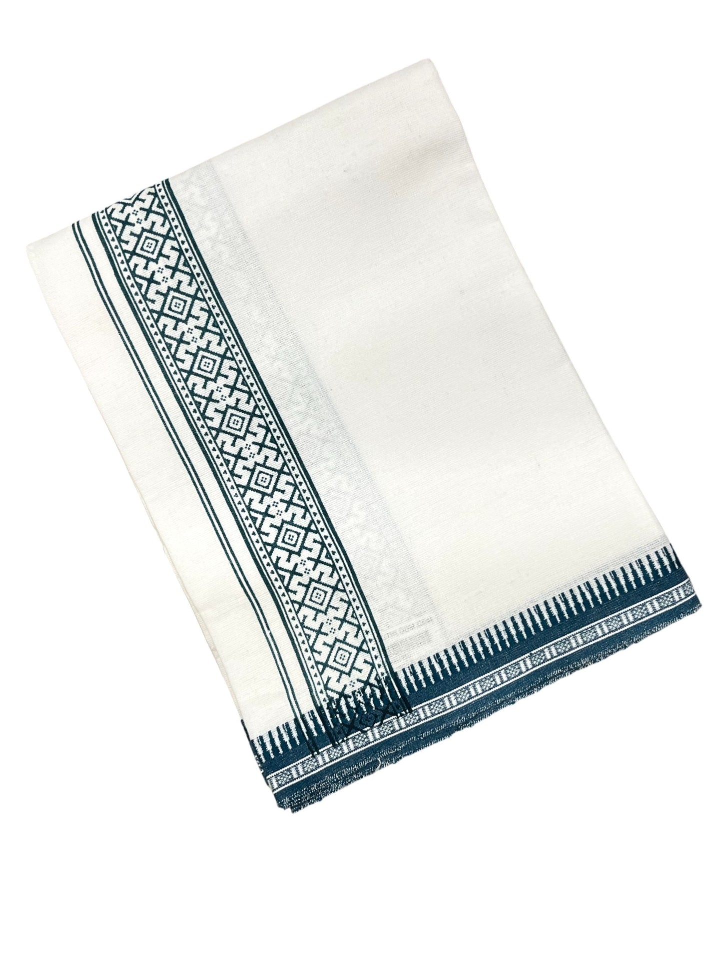 Southloom Off White And Black Printed Single Mundu / Otta Mundu / Lungi (South Indian Kerala Dhoti)
