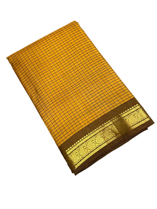 Southloom Pure Handloom Bridal Kanchipuram Silk Saree with Korvai Work (Yellow)