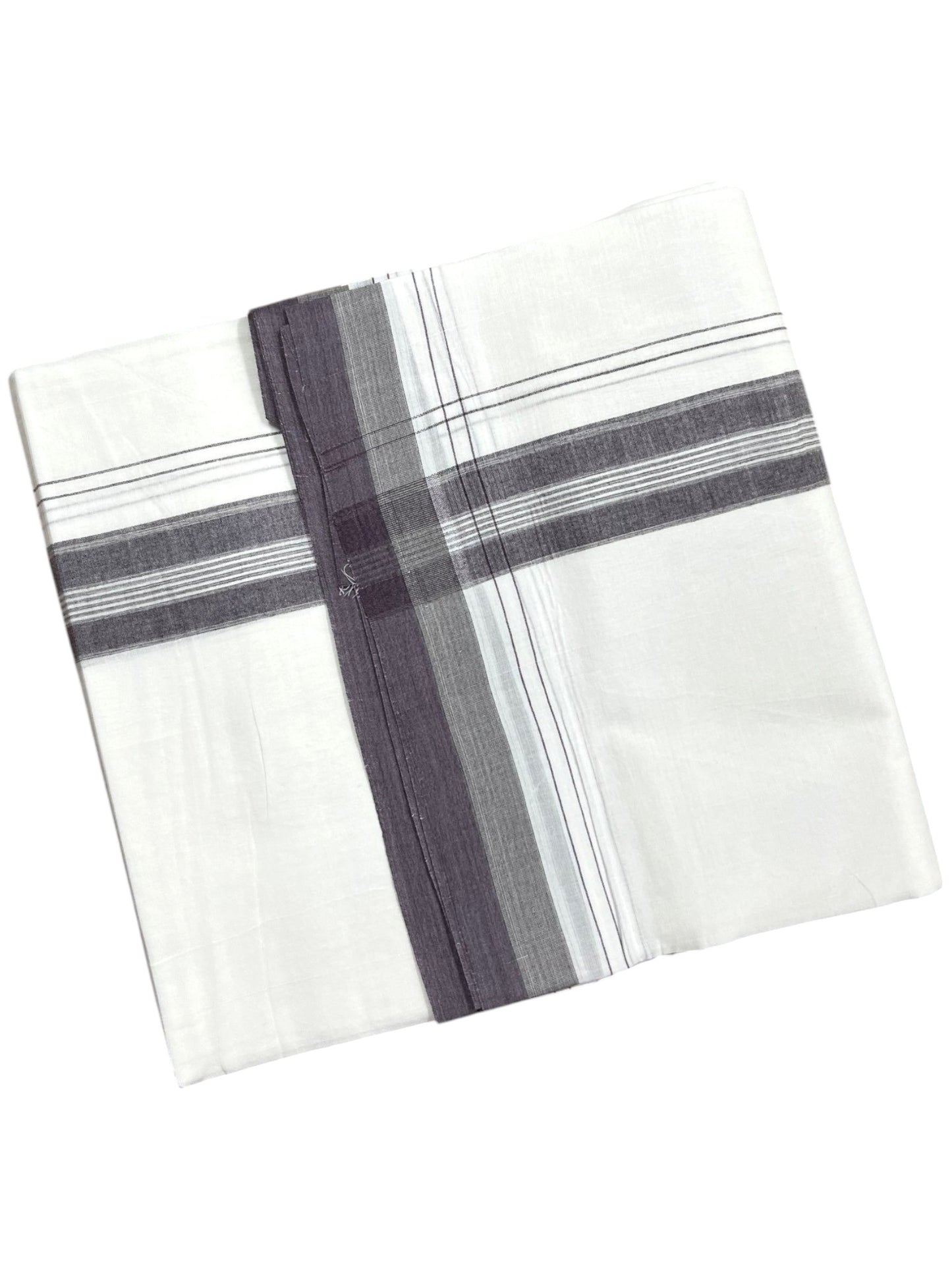 Southloom Pure Cotton Mundu with Purple Border (South Indian Kerala Dhoti)