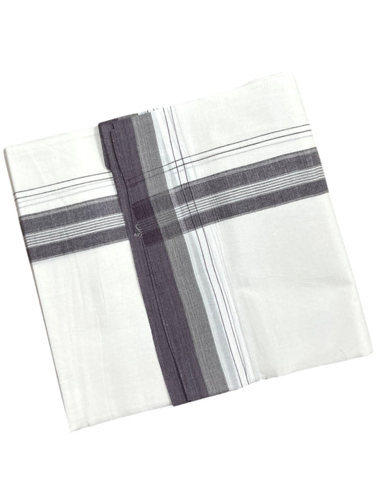 Southloom Pure Cotton Mundu with Purple Border (South Indian Kerala Dhoti)