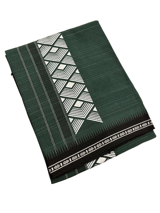 Southloom Green Printed Single Mundu / Otta Mundu / Lungi (South Indian Kerala Dhoti)