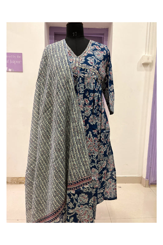 Southloom Stitched Salwar Set with Floral Prints in Blue