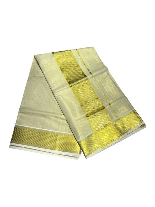 Southloom Kerala Tissue Plain Kasavu Saree with Gold  Paa Neythu Border