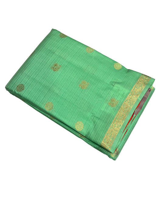 Southloom Premium Handloom Bridal Kanchipuram Silk Saree with Korvai Work (Green)