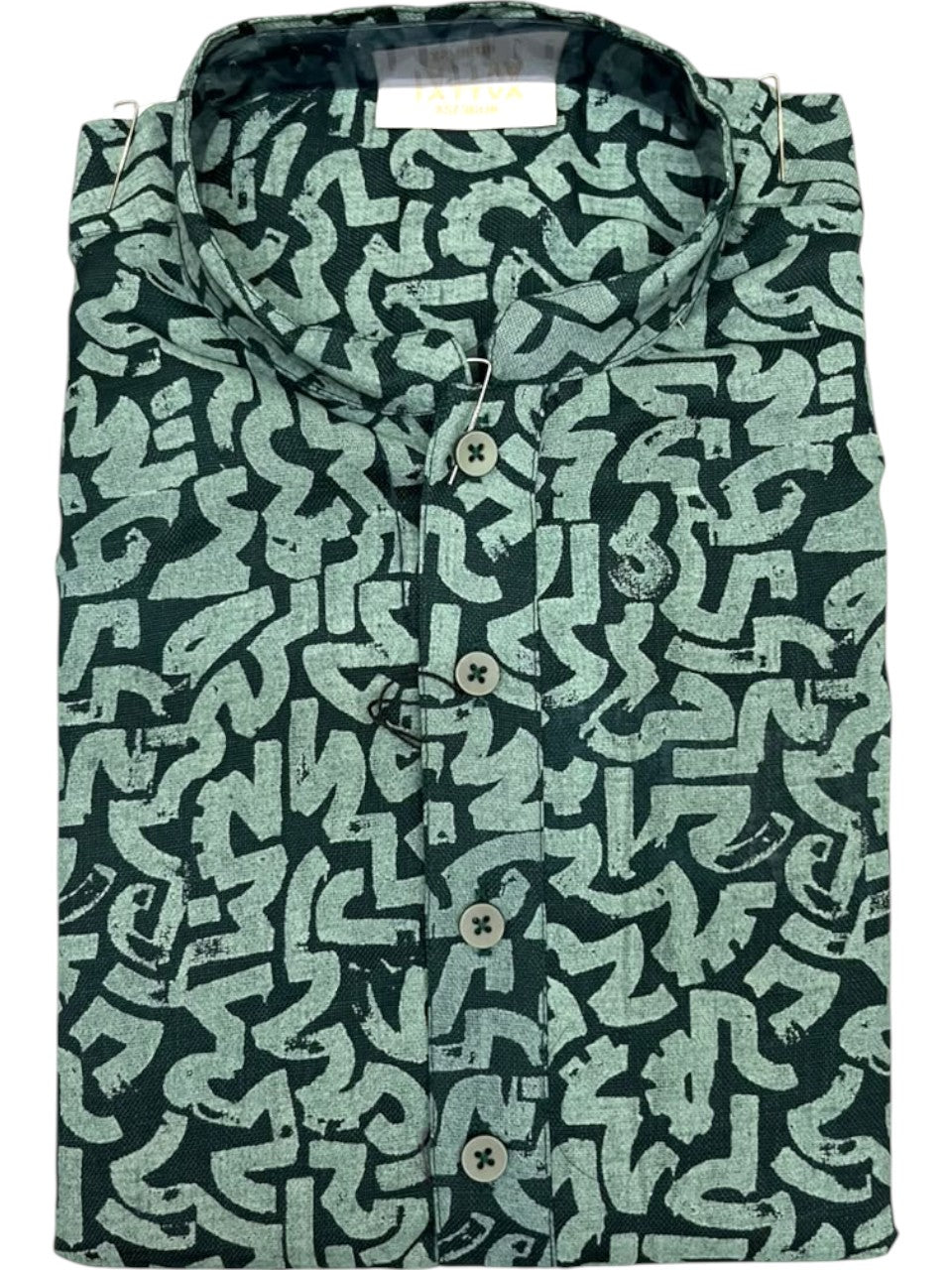 Southloom Green Printed Semi Silk Short Kurta for Men SL590