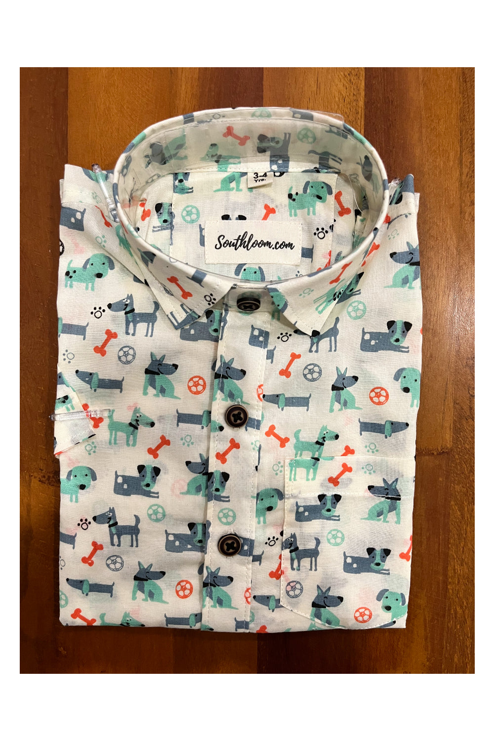 Southloom Jaipur Cotton Dog Hand Block Printed Shirt For Kids (Half Sleeves)