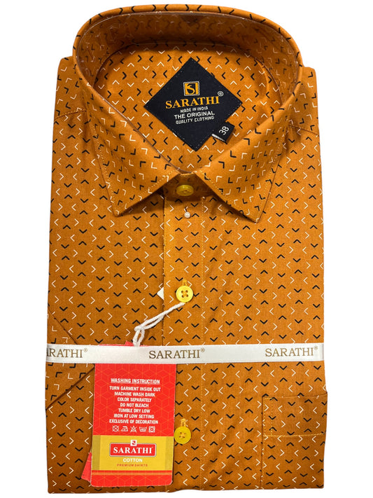 Southloom Pure Cotton Shirt with Orange Printed(38 HS)
