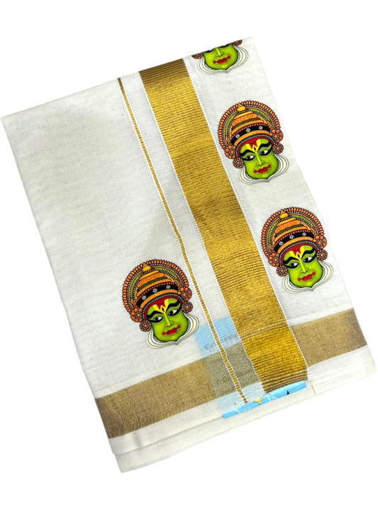 Southloom Cotton Kasavu Printed Kids's Velcro Mundu SLK