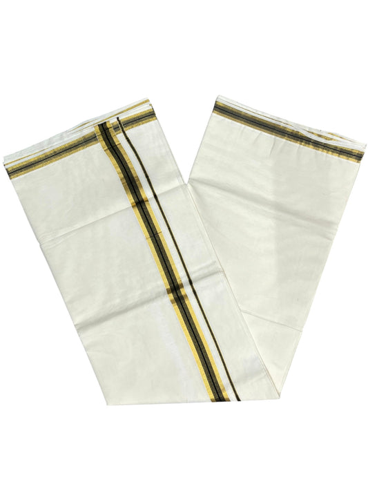 Southloom Kerala Pure Cotton Plain Saree with Kasavu and Black Border