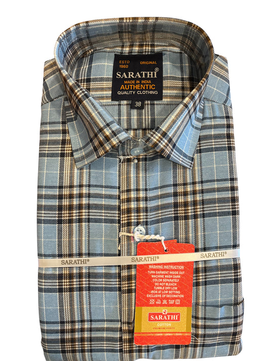 Pure Cotton Blue Check Shirt (38 FS)
