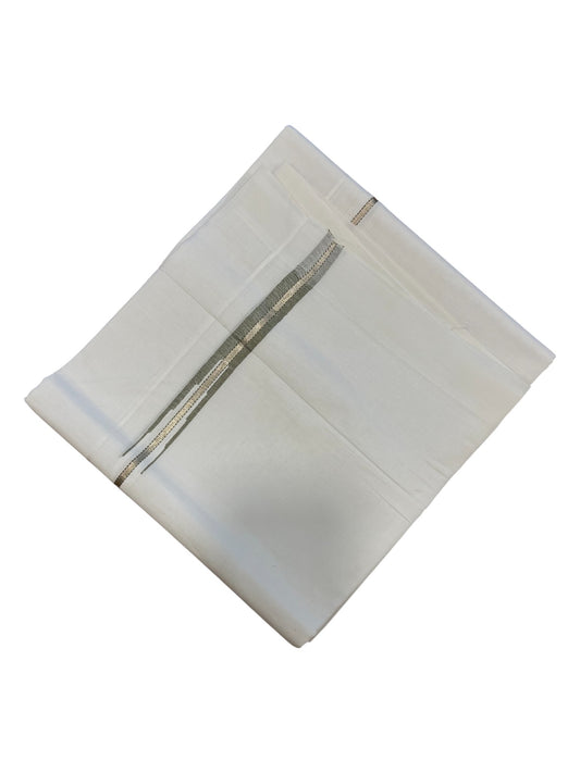 Pure White Cotton Double Mundu with Silver Chutti Kara (South Indian Dhoti)