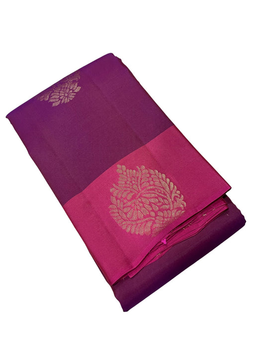 Southloom Pure Handloom Kanchipuram Silk Saree with Butta Work (Purple & Magenta)