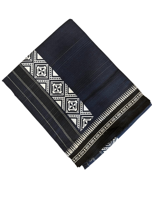 Southloom Blue Printed Single Mundu / Otta Mundu / Lungi (South Indian Kerala Dhoti)
