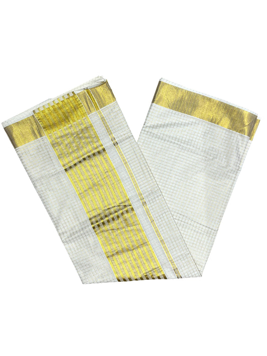 Southloom Pure Cotton Kerala Check Kasavu Saree