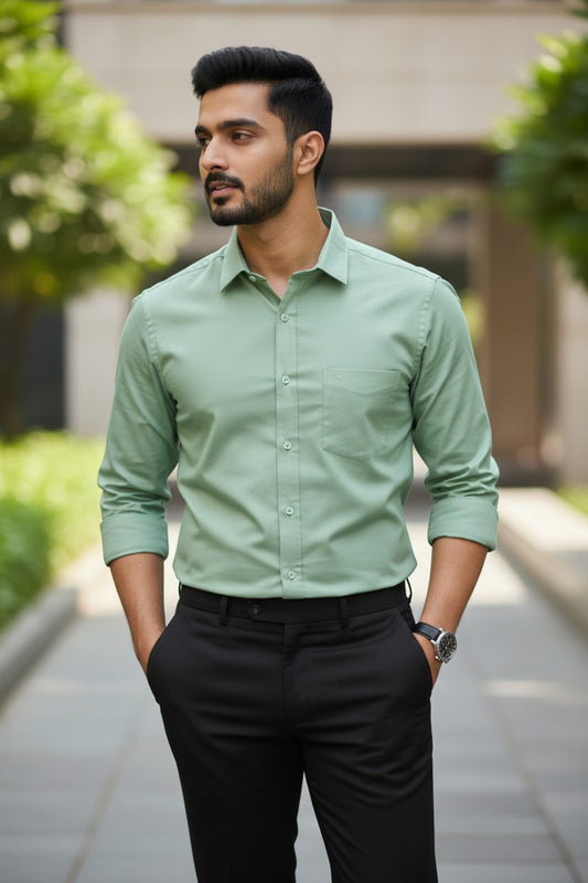 Southloom Pure Cotton Green Plain Shirt SLSHIRT 46 FS