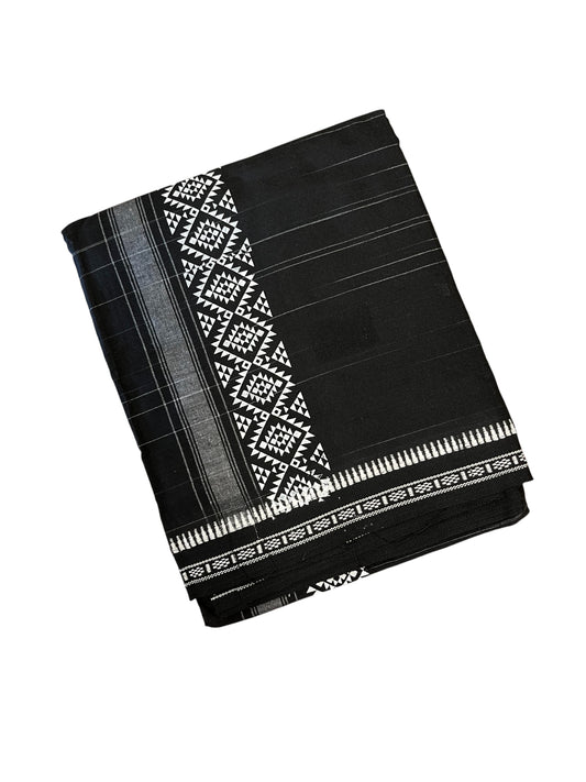 Southloom Black Printed Single Mundu / Otta Mundu / Lungi (South Indian Kerala Dhoti)