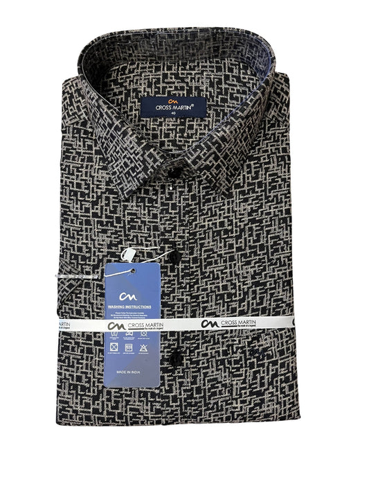 Southloom Pure Cotton Black Printed Shirt (40 HS)