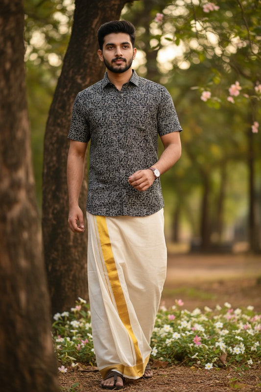 Southloom Pure Cotton Black Printed Shirt SLSHIRT 40 HS
