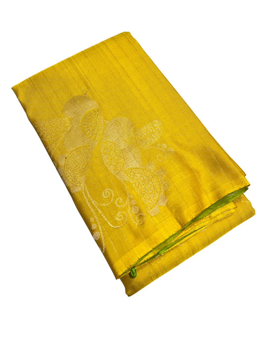 Southloom Pure Handloom Bridal Kanchipuram Silk Saree with Korvai Work (Yellow& Green)