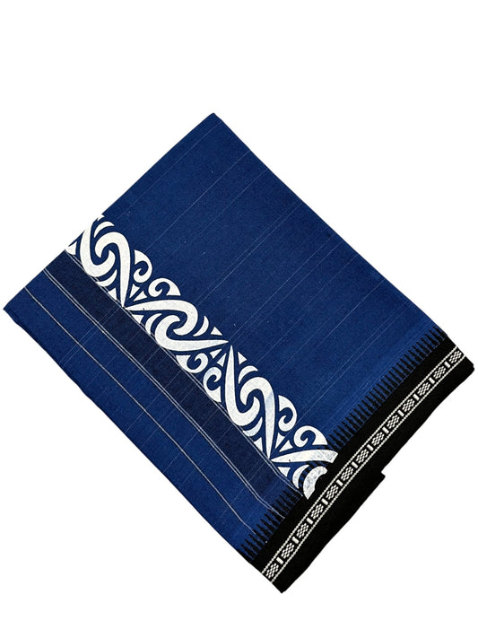 Southloom Blue Printed Single Mundu / Otta Mundu / Lungi (South Indian Kerala Dhoti)