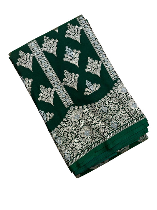 Southloom Pure Banarasi Silk Saree with Woven Work on Body and Borders (Green)
