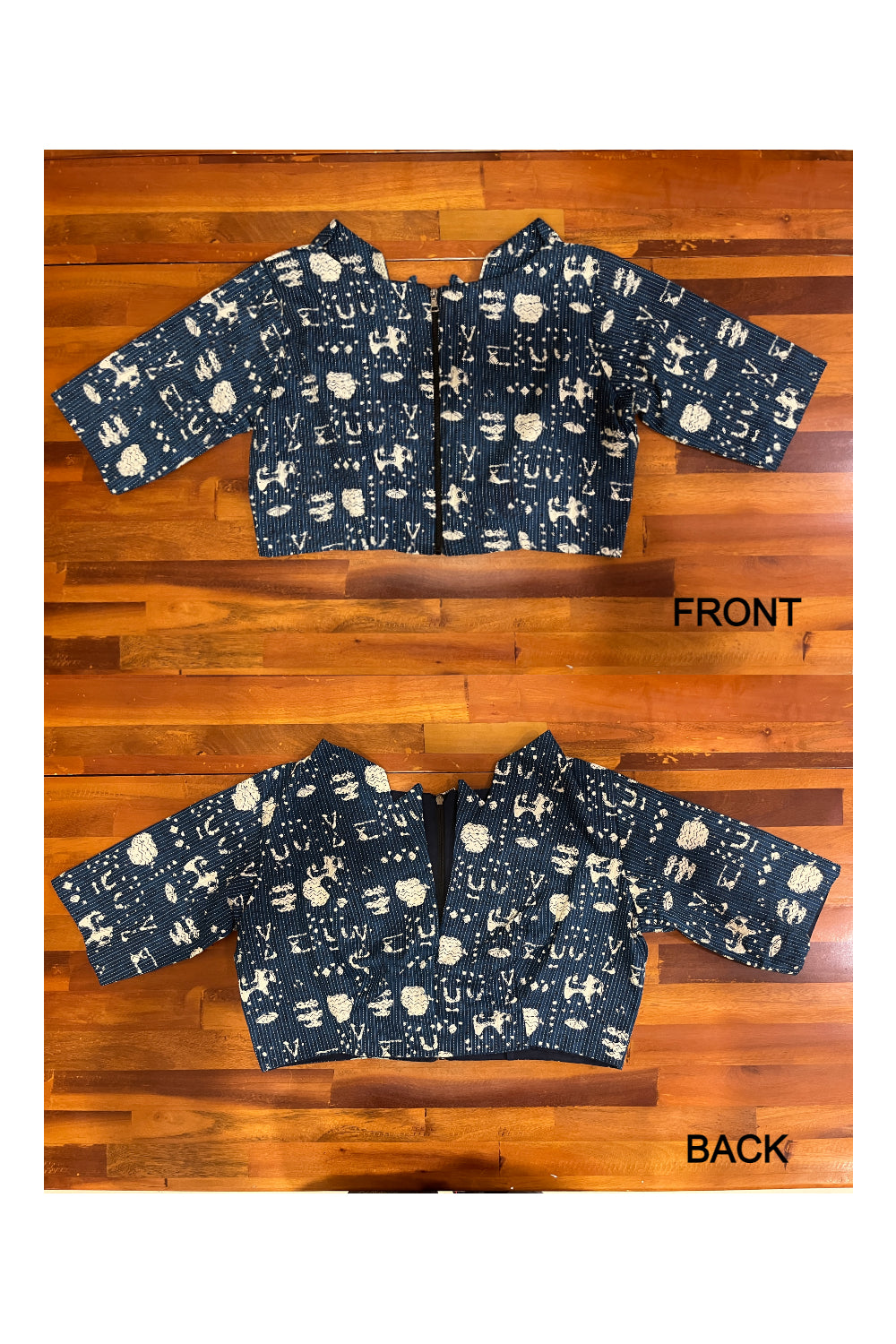 Southloom Rust Dark Blue Printed Ready Made Blouse