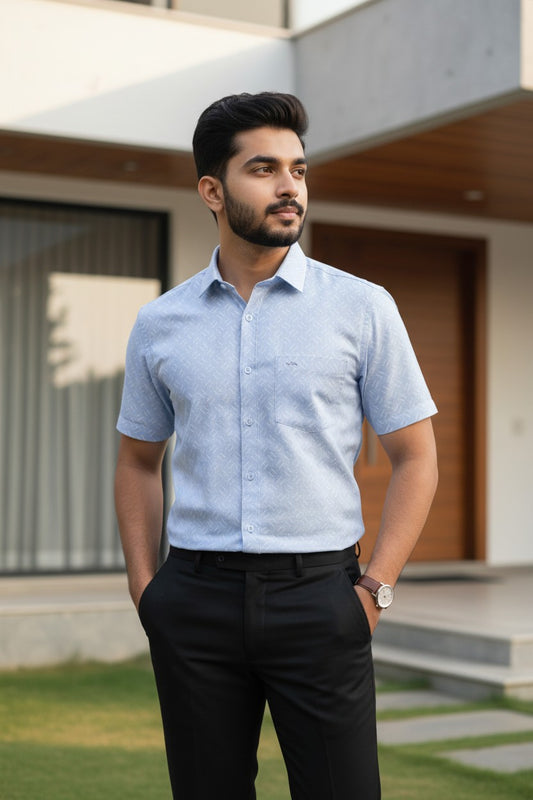 Southloom Pure Cotton Blue Printed Shirt SLSHIRT 42HS