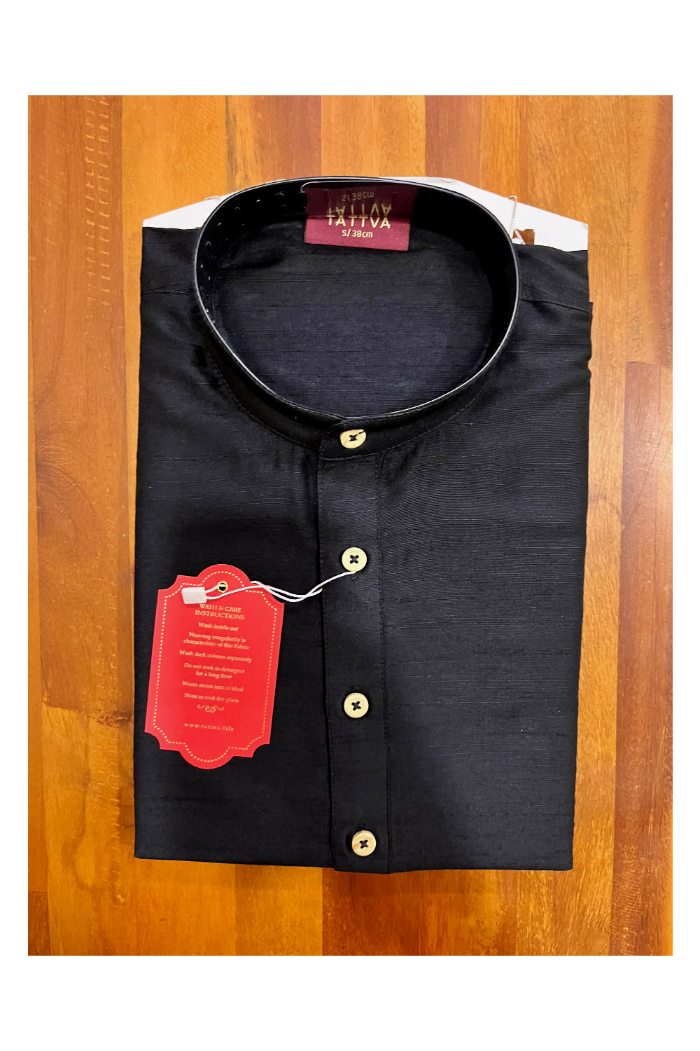 Southloom Semi Silk Short Kurta for Men in Black Colour