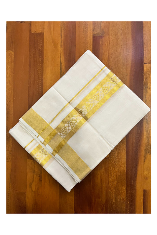 Southloom Premium Handloom Wedding Mundu with Kasavu Woven Border (South Indian Kerala Dhoti)