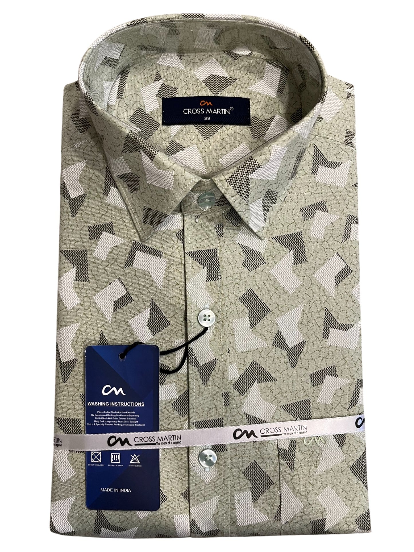 Southloom Pure Cotton Green Printed Shirt (38 FS)