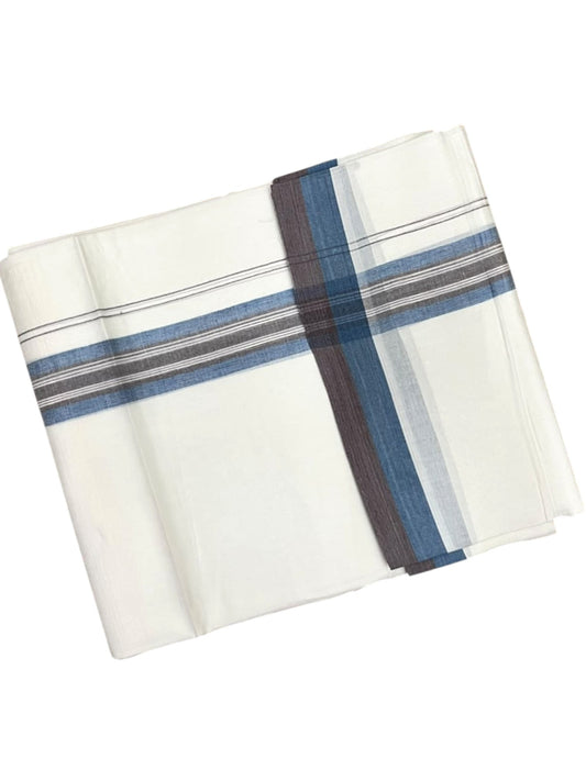 Southloom Pure Cotton Mundu with Blue Border (South Indian Kerala Dhoti)