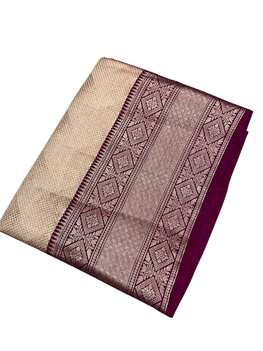 Southloom Semi Banarasi Katan Tissue Saree with Woven Work on Body and Borders