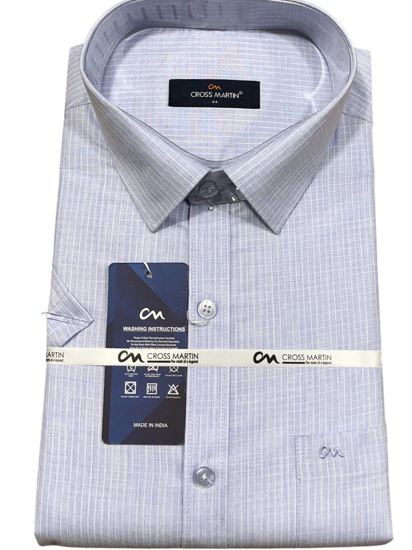 Southloom Pure Cotton Blue Micro Check Shirt (44 HS)