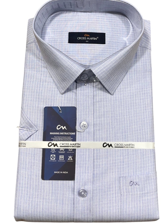 Southloom Pure Cotton Blue Micro Check Shirt (44 HS)