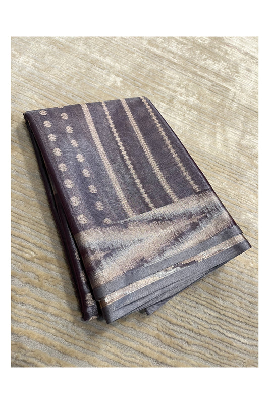 Southloom Tissue Silk Saree with Woven Work on Body and Borders (Golden & Grey)