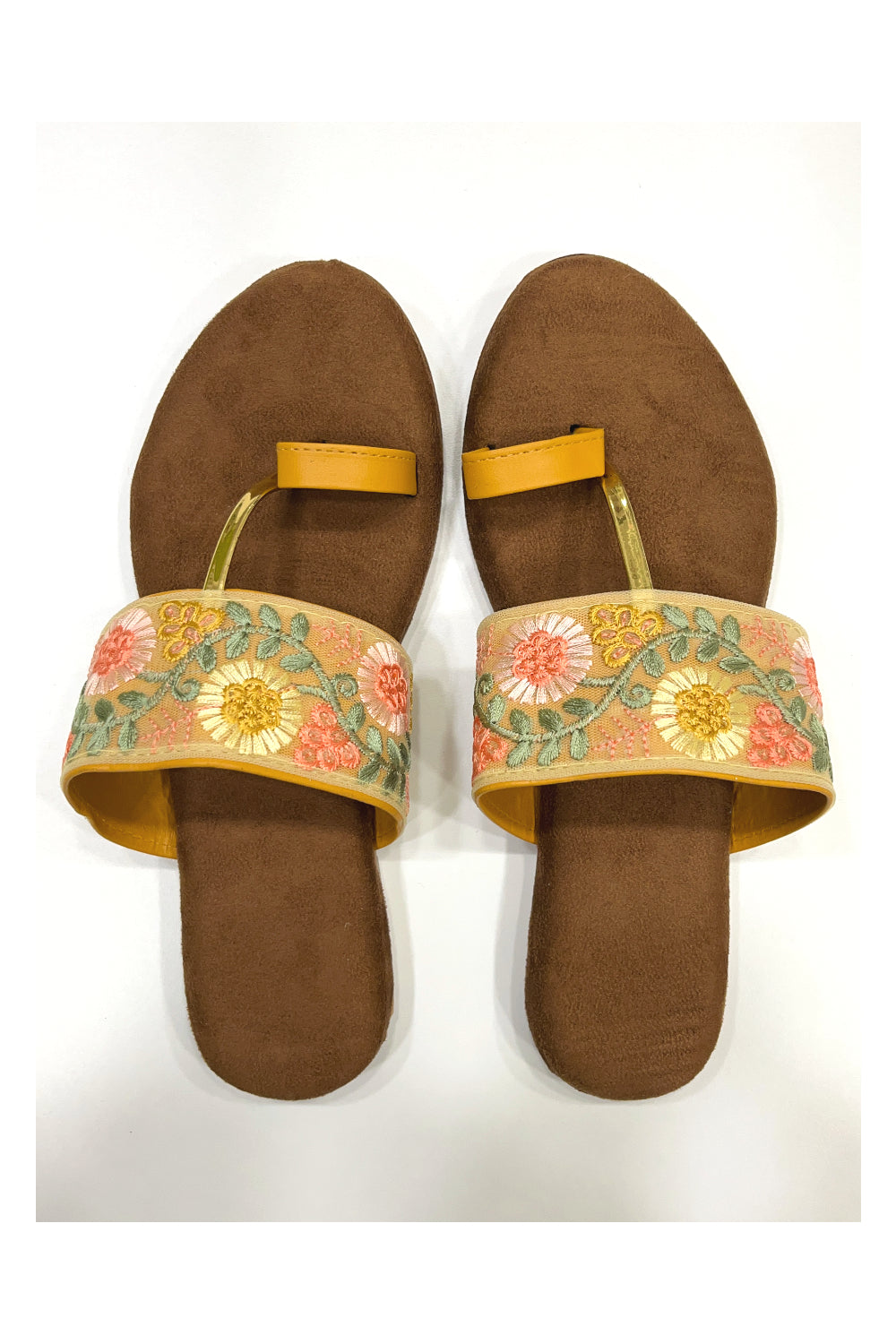 Southloom Jaipur Handmade Embroidered Orange Sandals