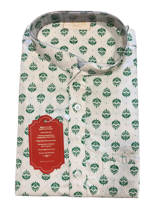 Southloom White Woven Patterns Semi Silk Short Kurta for Men