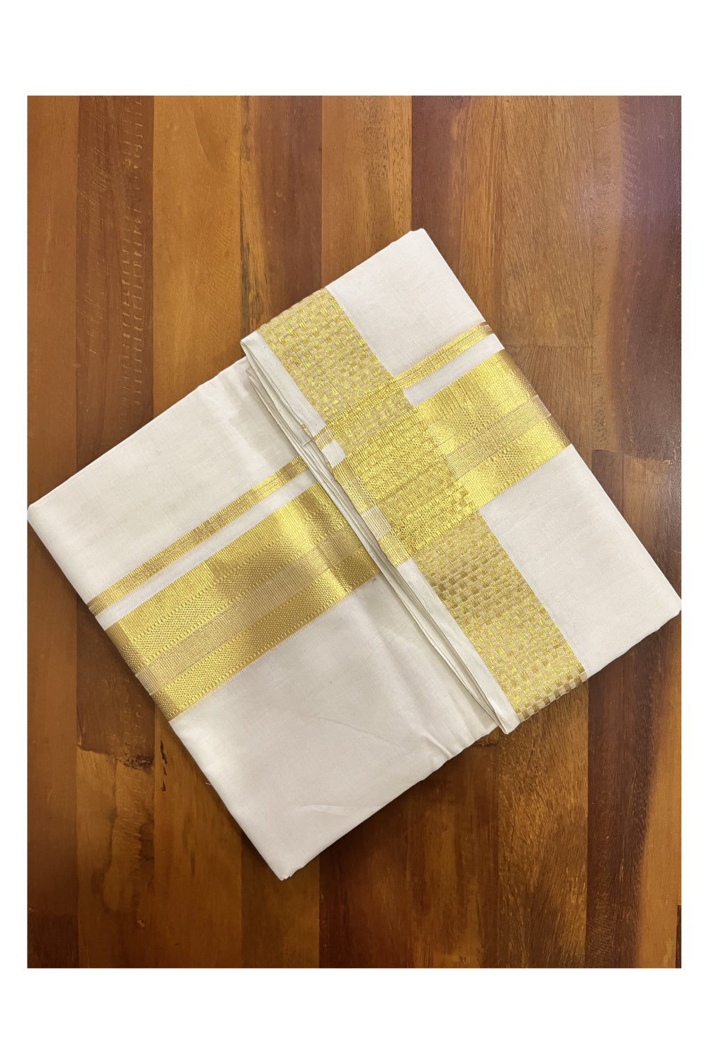 Southloom Super Premium Balaramapuram Unakkupaavu Handloom Double Wedding Mundu with Kasavu Border (Vishu 2024 Collection)