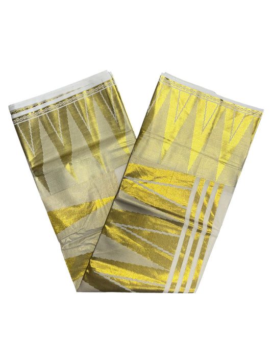 Southloom Pure Cotton Kerala Kasavu Saree with Temple Border