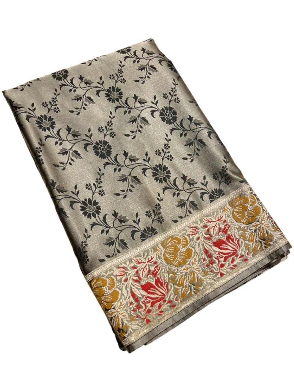 Southloom Pure Banarasi Silk Saree with Woven Work on Body and Borders ( Grey)