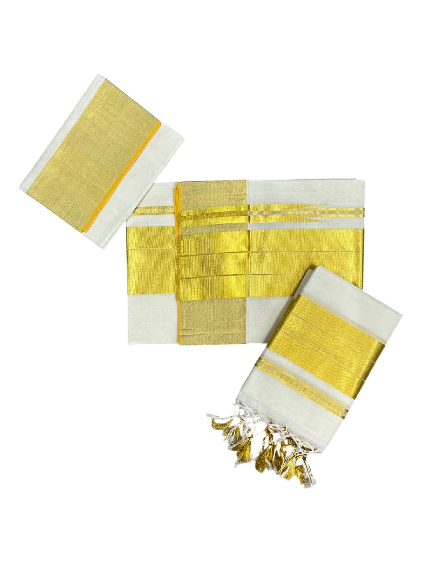 Southloom Super Premium Balaramapuram Handloom Cotton Wedding Pudava Set Mundu with Stripes on Body in 2.80 Mtrs