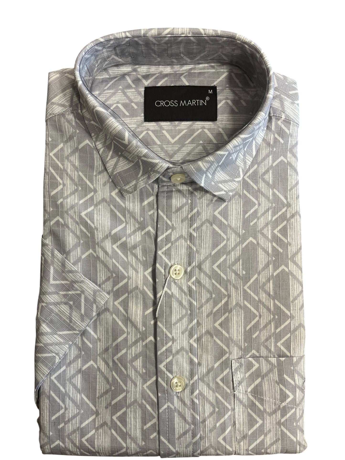 Pure Cotton Gray Printed Shirt (M)