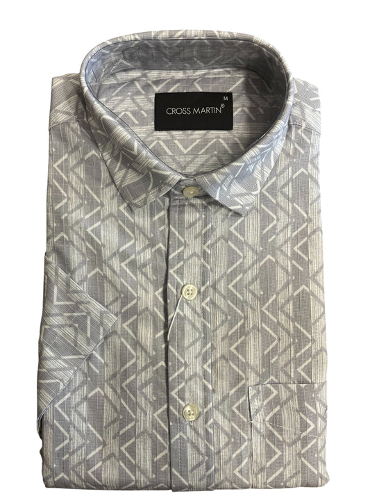 Pure Cotton Gray Printed Shirt (M)