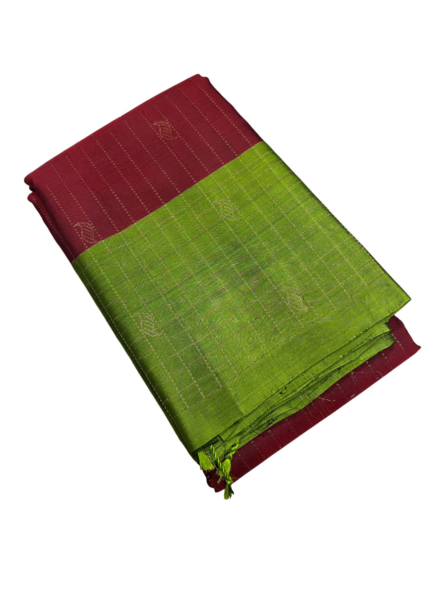 Southloom Pure Handloom Kanchipuram Silk Saree with Korvai Work (Maroon & Green)