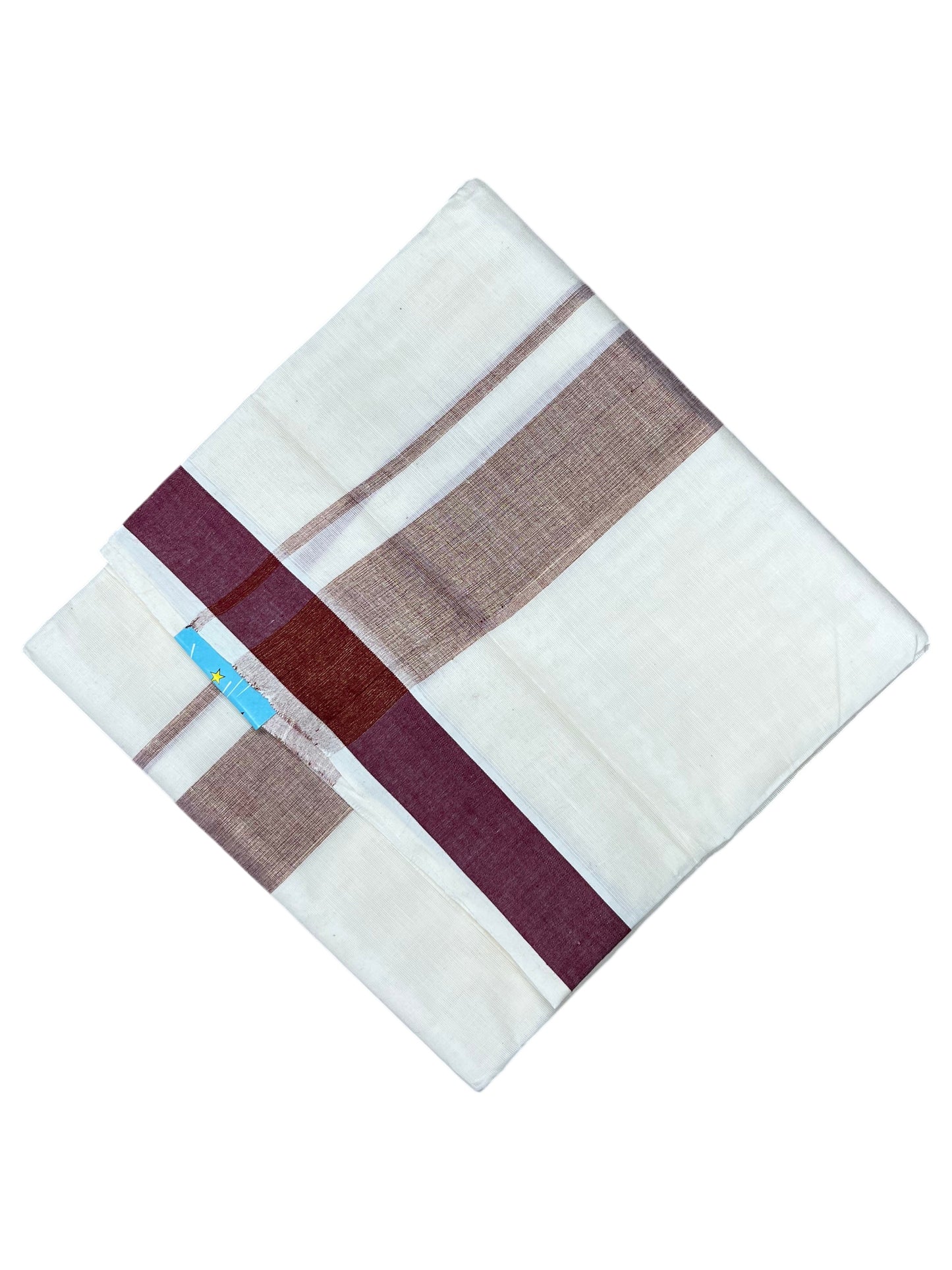 Southloom Kerala Pure Cotton Double Mundu with Maroon Border (South Indian Kerala Dhoti)