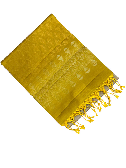 Southloom Pure Handloom Kanchipuram Silk Saree with Butta Work (Beige & Yellow)