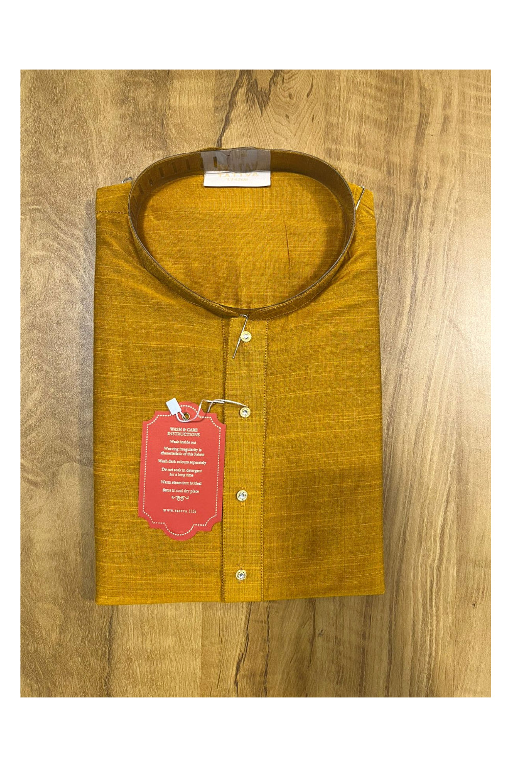 Southloom Semi Silk Short Kurta for Men in Yellow Colour