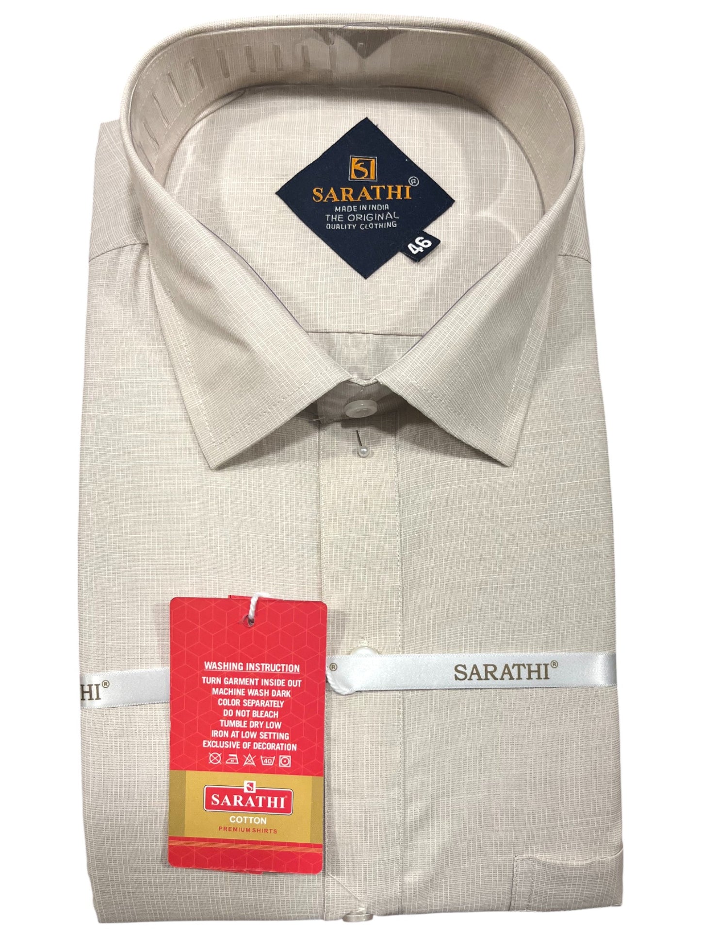 Southloom Pure Cotton Off White Plain Shirt (46 FS)