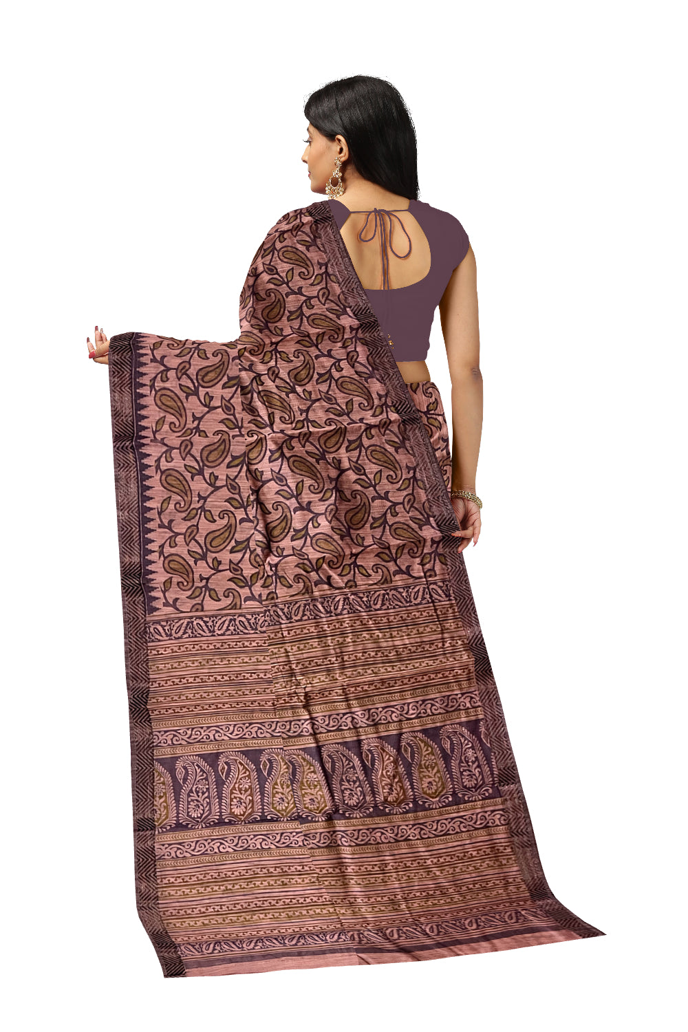 Southloom Cotton Saree with Light Purple Paisley Woven Patterns